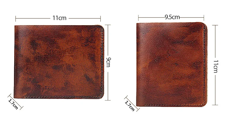 Genuine Leather rub with the hands slim retro men wallet