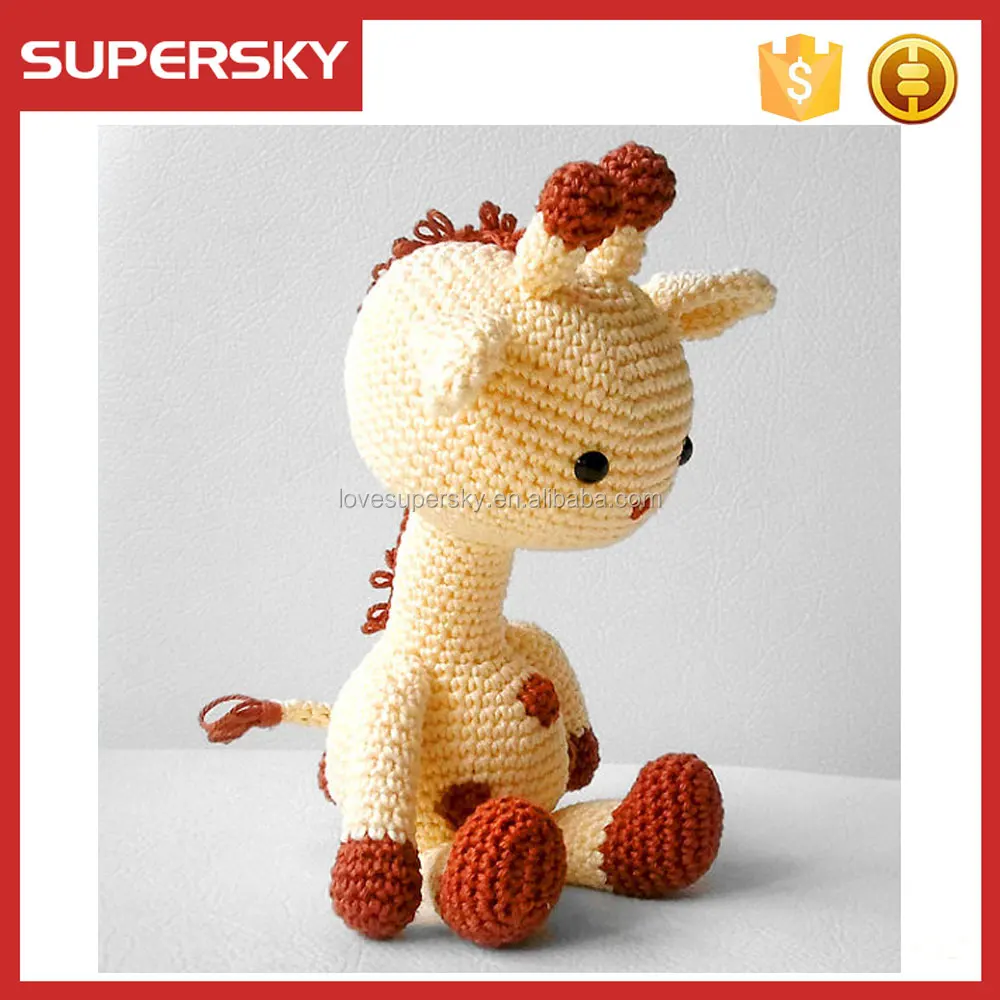 V723 Hand Knitted Giraffe Plush Doll Toy Handmade Crochet Baby Amigurumi Toy