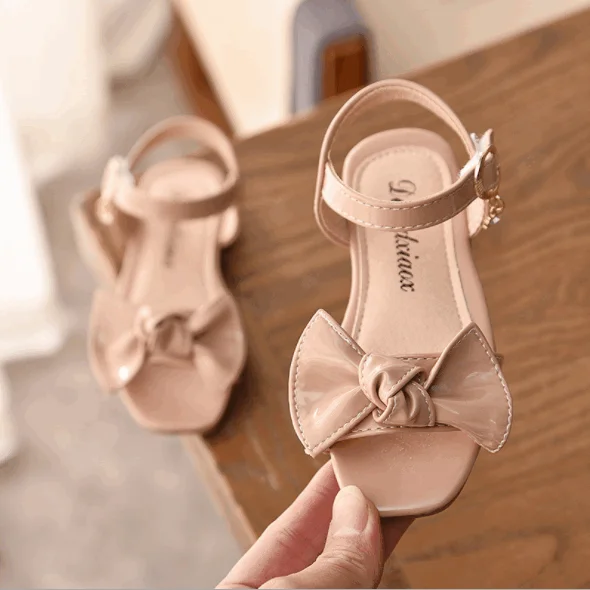 Летние босоножки для девочек 2019, кожаная обувь с бантом, повседневная обувь, оптовая продажа