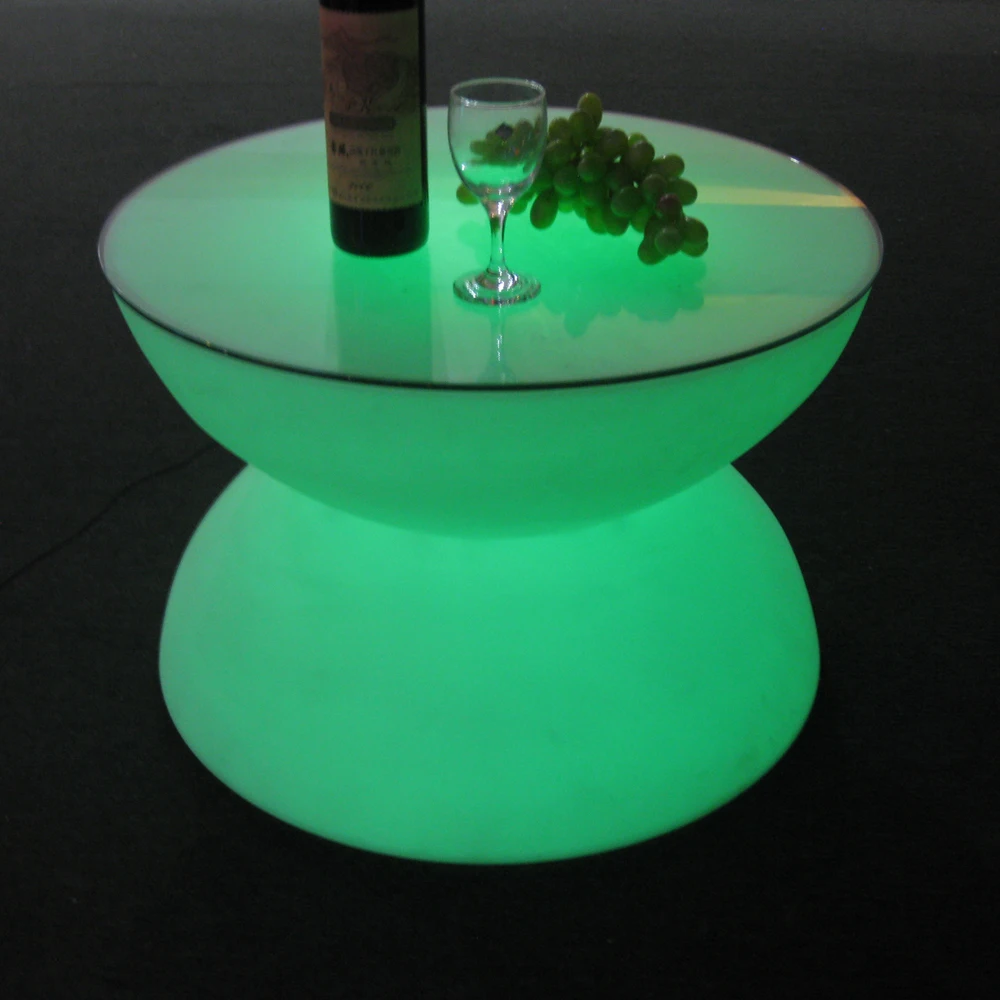 Factory low price lighted up plastic 16 color changing rechargeable LED low height round dining tables