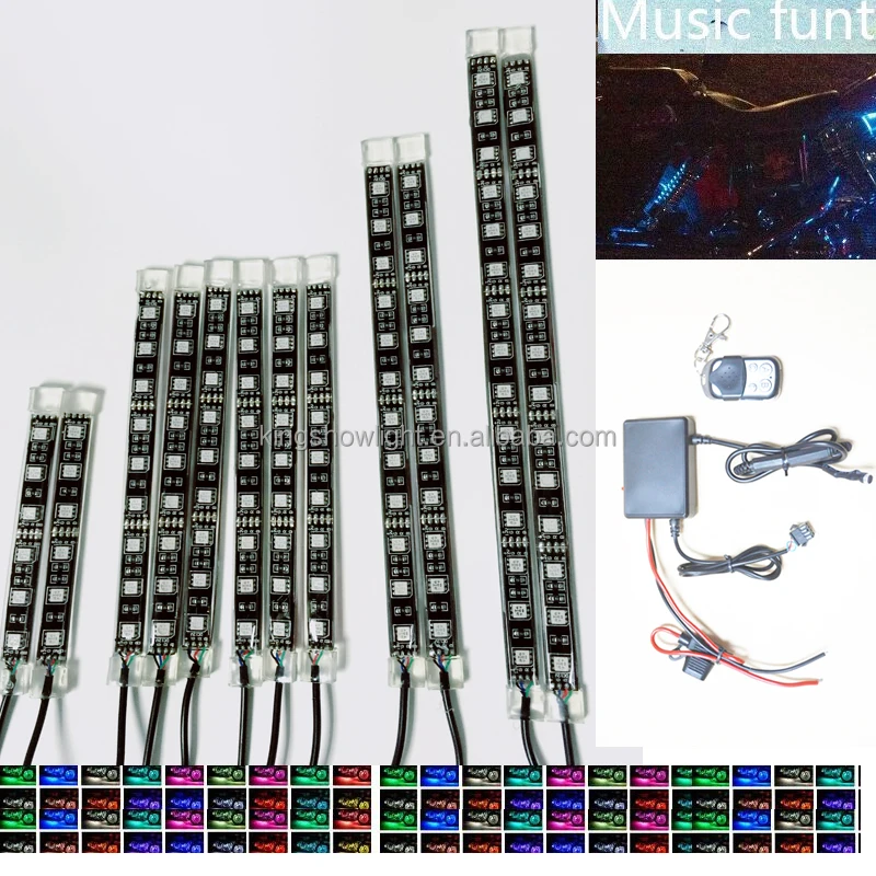 12 шт. RGB LED мотоциклетное освещение миллионов цветов неоновые светящиеся полосы аксессуары для мотоциклов комплект света