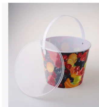 wholesale 5L transparent PP plastic popcorn bucket with lid and handle in china