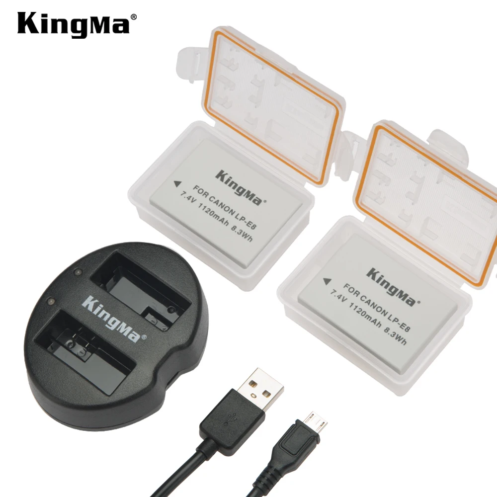 kingma батареи комплект двухкомпонентные 1120mah lp-e8 lpe8 аккумулятор с двойным micro - USB - устройства для Canon EOS 650d 60
