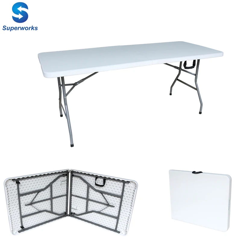 6FT HDPE Plastic Folding Table,Blow Mold Outdoor Folding Picnic Tables