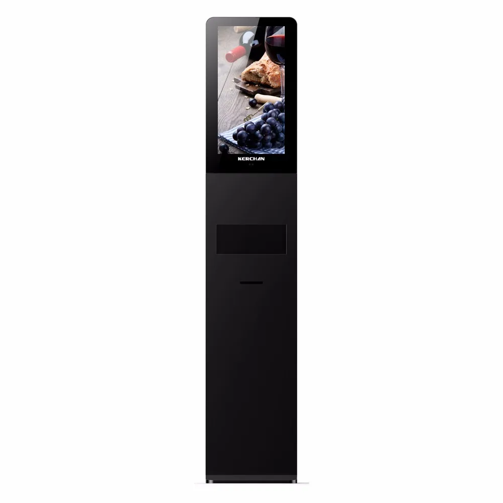 floor stand hotel lobby full color kiosk  touch screen display with hand sanitizing liquid soap dispenser display