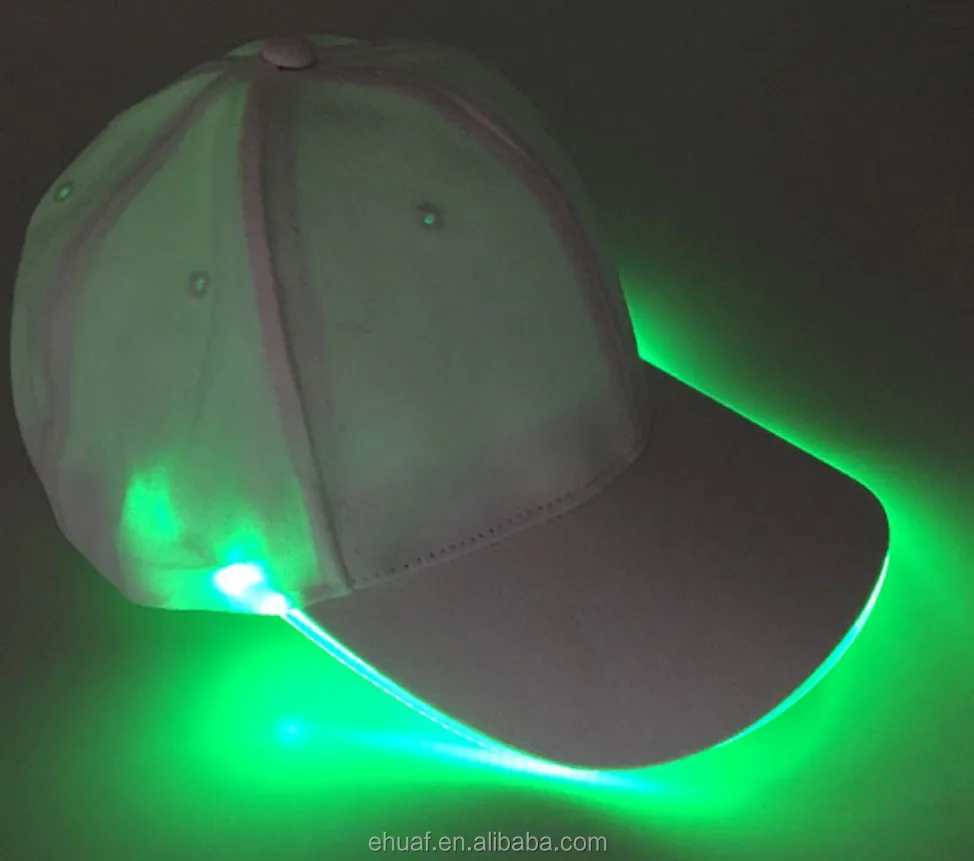 Hot sale cotton plain led cap shinning glow in dark flashlight camping outdoor cap