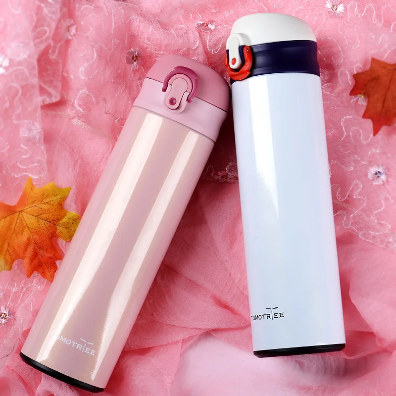 Wholesale Colorful Vacuum Coffee Flask Double Wall Insulated Water Bottle With Click Lid