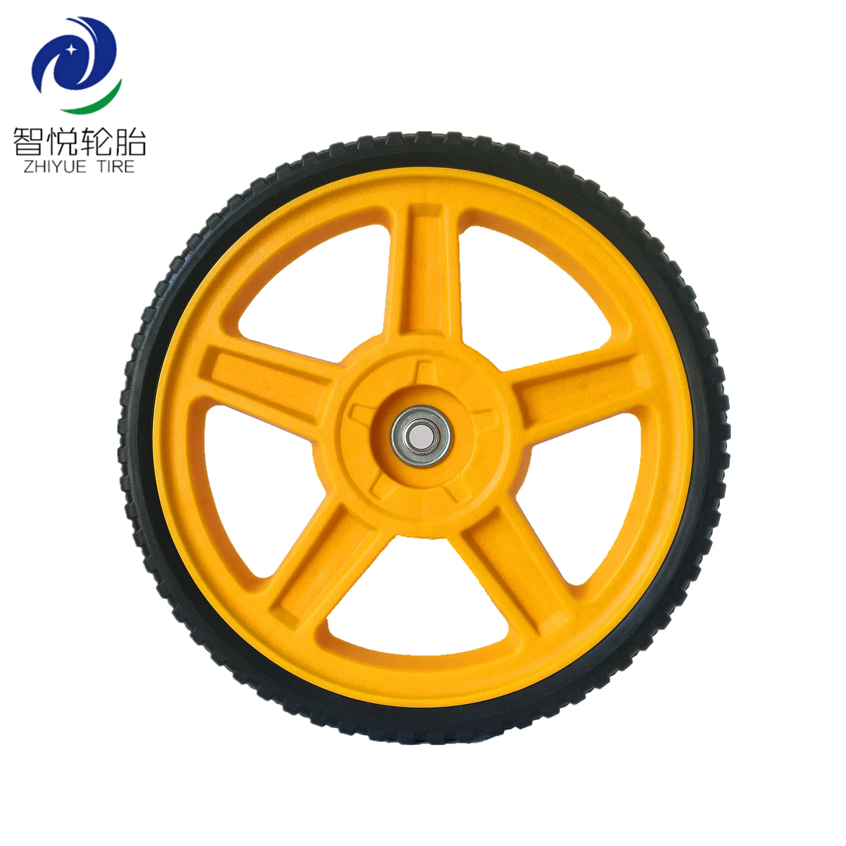 Plastic wheel 12 inch pvc wheel for lawn mower, lawn spreader, trolley cart