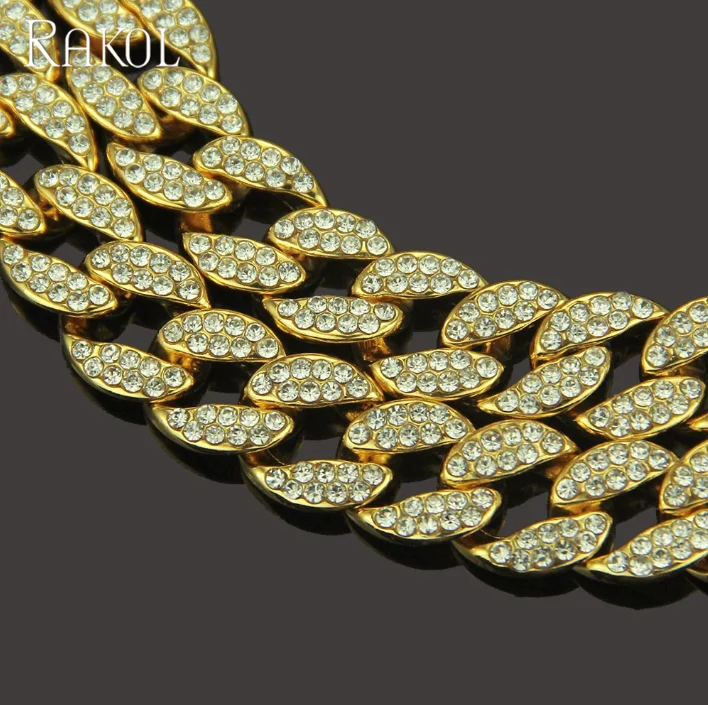 RAKOL HN009 в стиле хип-хоп ювелирные изделия льдом 14 карат позолоченный кристалл КУБИНСКИЙ звено цепи для мужчин маленькие золотые кольца