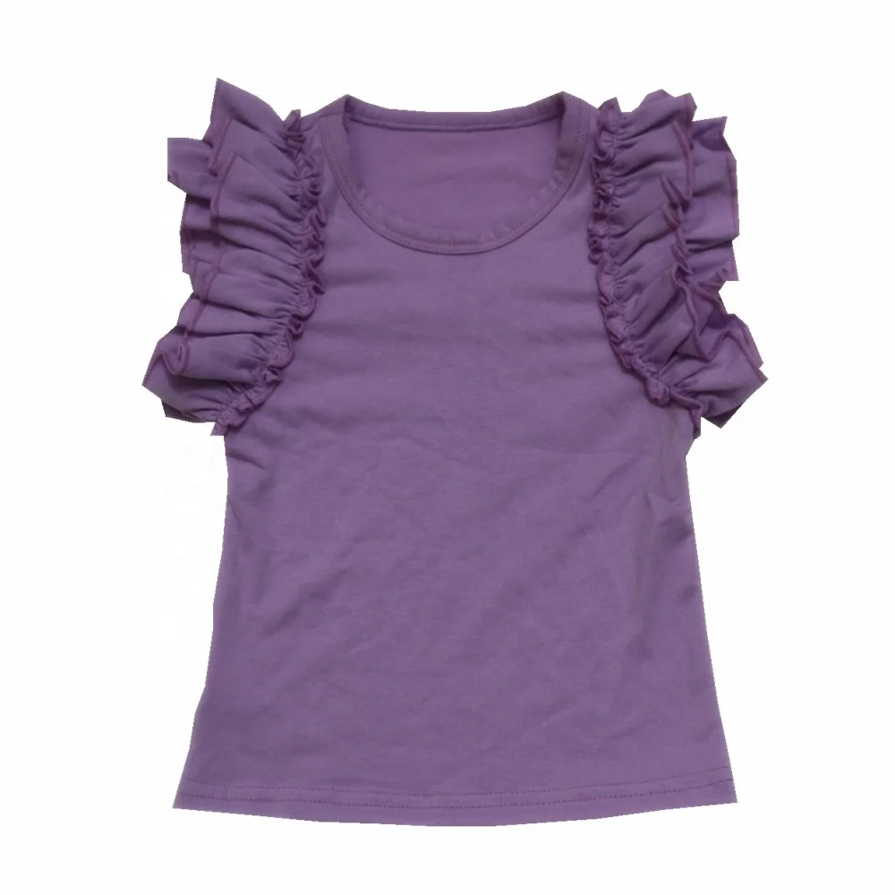 Модная майка для девочек разных цветов с оборками на рукавах, Детская эксклюзивная одежда, летний хлопковый детский жилет