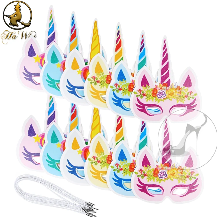 New Style 12pcs Kids Birthday Unicorn Paper Masks for sale