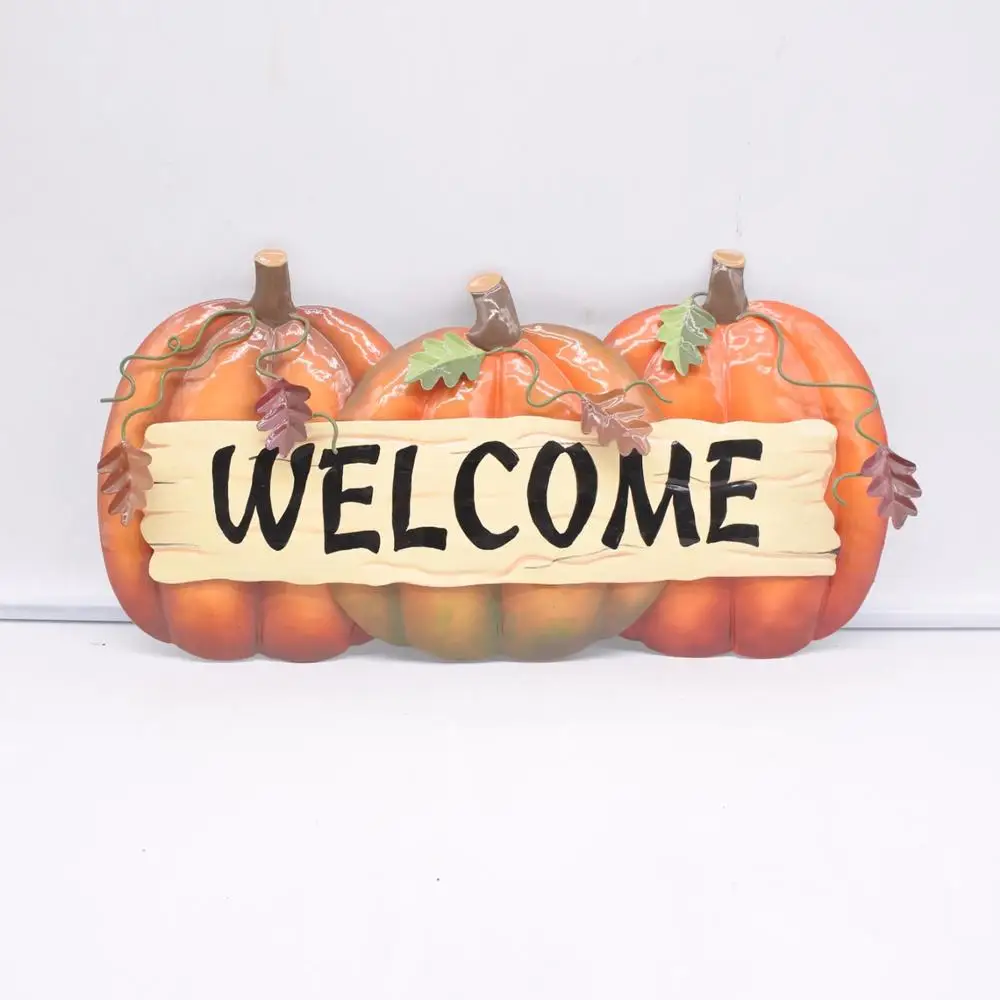 Metal Welcome Leaves/Pumpkin Wall Art Autumn Harvest Home Decoration
