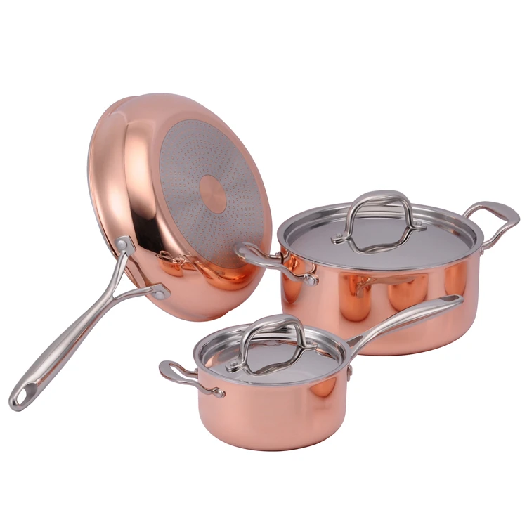 3-ply stainless steel non stick copper frying pan