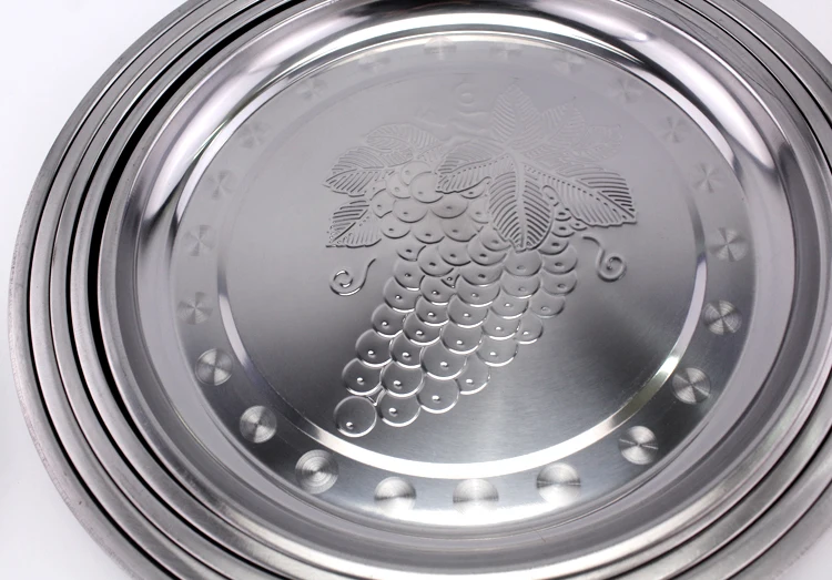 
Indian Stainless Steel 410 Grape Pattern Dinner Round Plate/Dish Set 