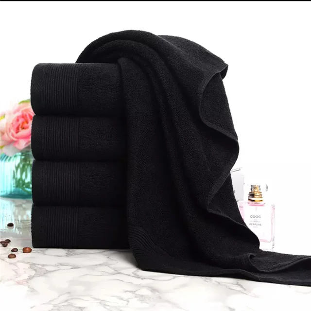 100% cotton customized size black soft china factory wholesale bath towel in any size with embroidery logo