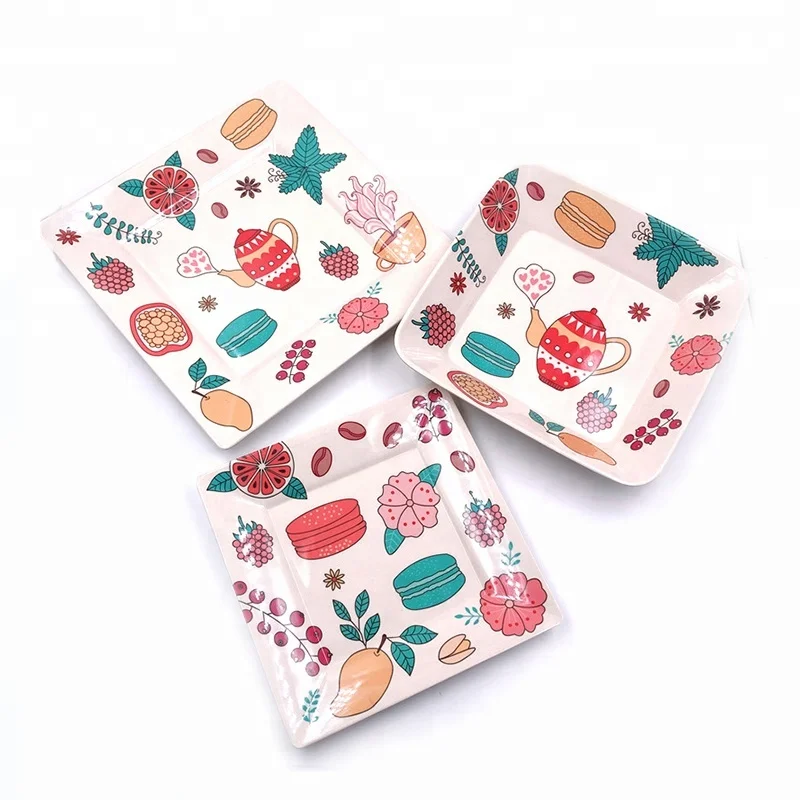 The most popular bamboo bowl wholesale bamboo fiber plate ashtray with custom logo