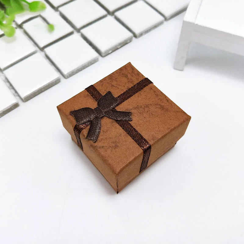 Wholesale Small Paper Cardboard ring jewelry box handmade foam insert ring box With bow colorful eco friendly ring gift box