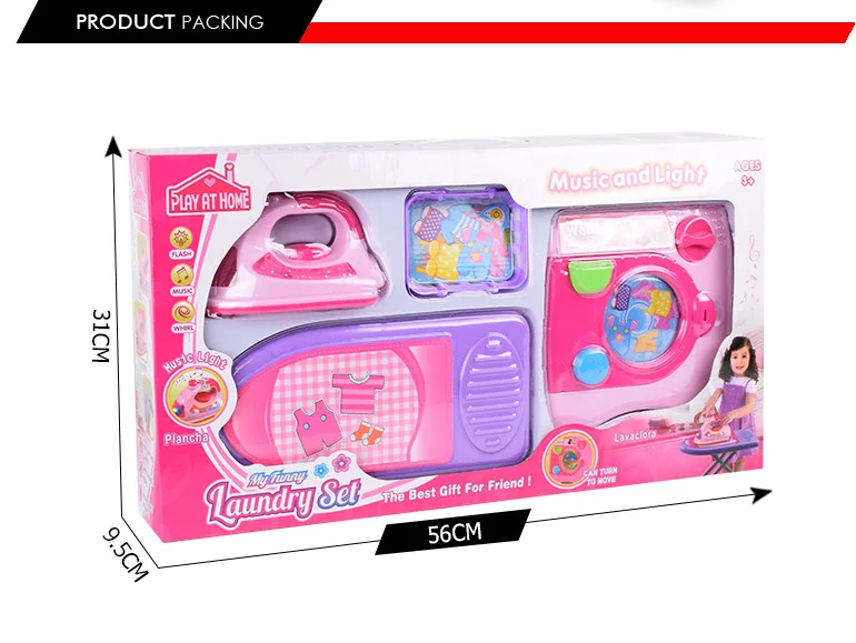 kids pretend play laundry set game girls toys house appliance electric iron washing machine toy with music light