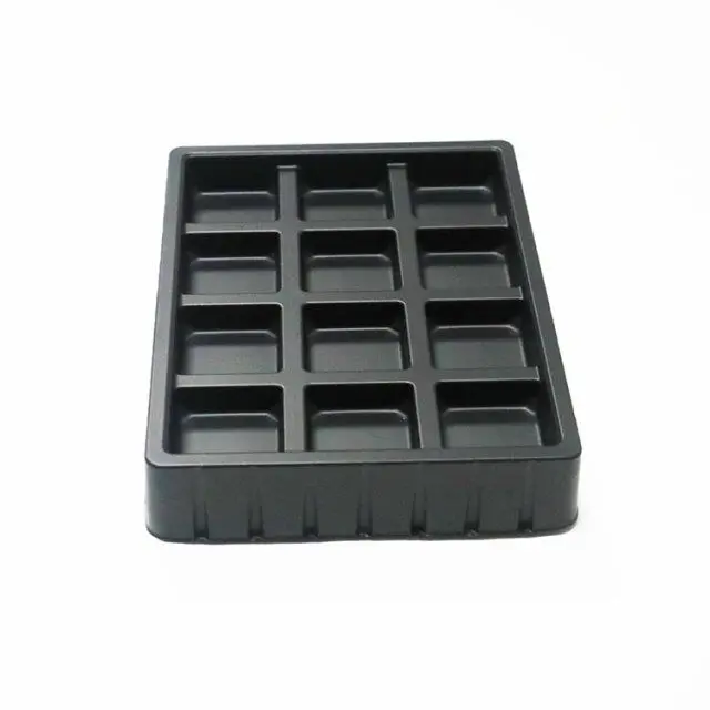 
Custom Made Black PS Plastic Candy Chocolate 12 Cavity Box Blister Packaging Insert Tray 