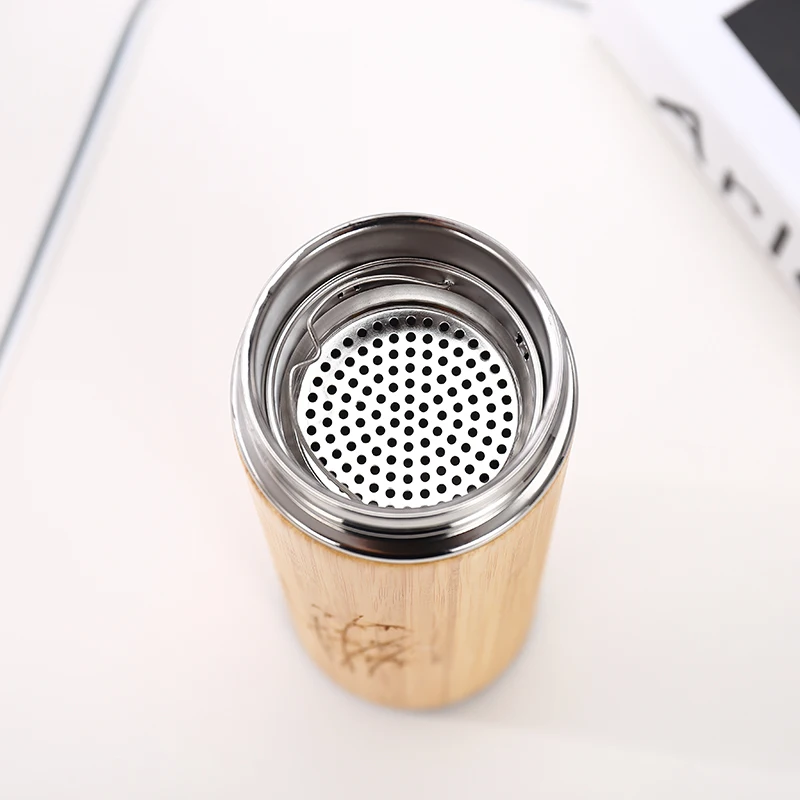 Vacuum Flasks Travel Mug Thermos Cup Insulation Thermal Bottle Double Wall Wooden Coffee Tea Bamboo Stainless Steel bottle