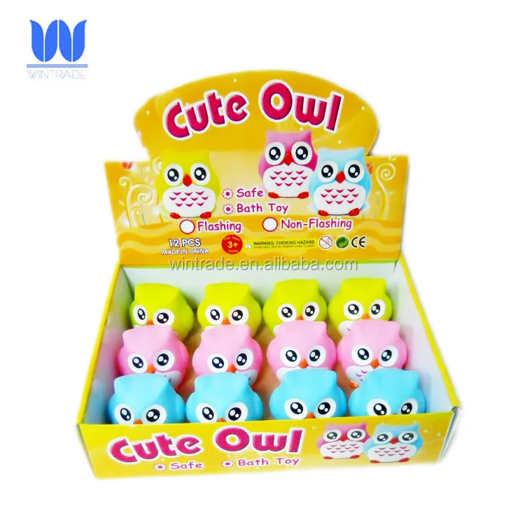 Plastic small farm animal led bath owl light up floating toy
