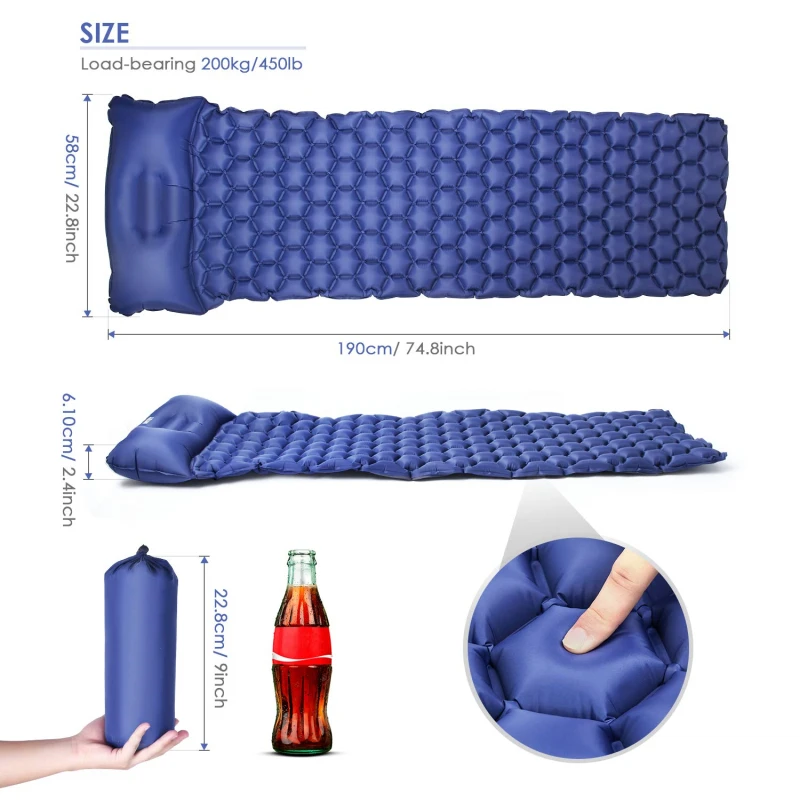 Lightweight Sleeping Pad Mat Single Inflatable Air Bed Mattress