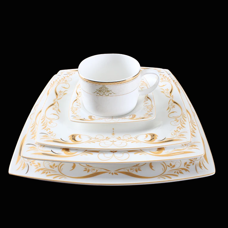 Manufacture custom custom modern tableware with flower decal fine bone china dinnerware set