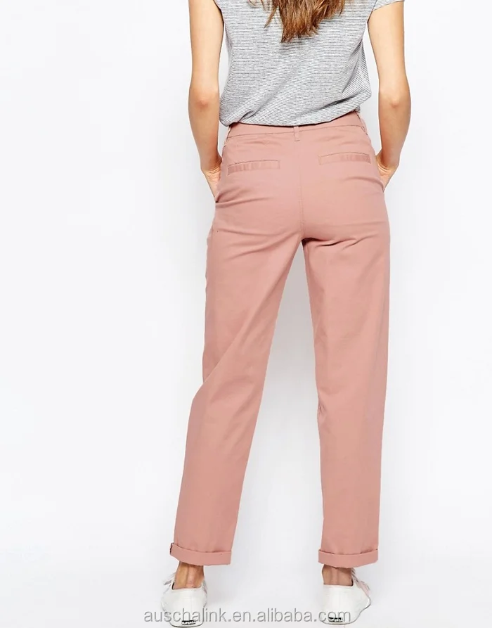 OEM custom high quality pocket pink office work wholesale casual pants women
