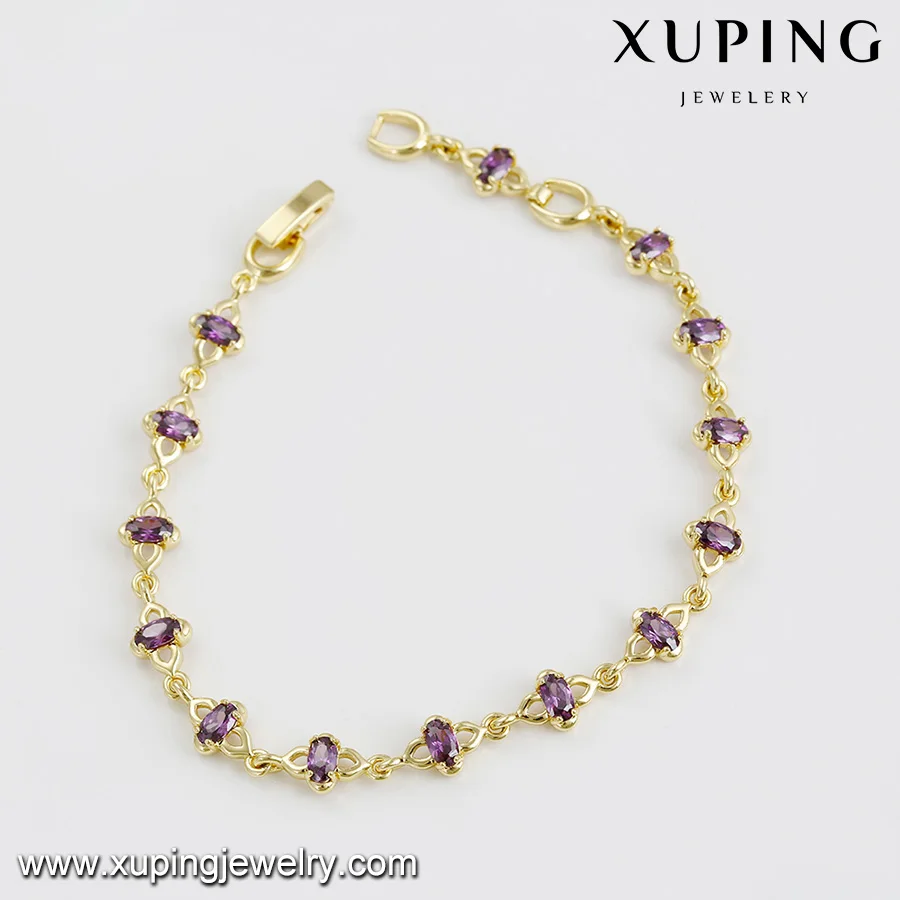 74854 Hot stylish design fine quality women jewelry 14k gold color elegant CZ stone chain bracelet