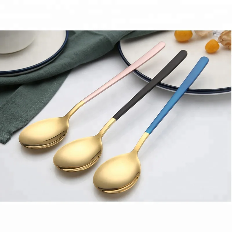 304 stainless steel Korea Colourful dinner spoon flatware sets