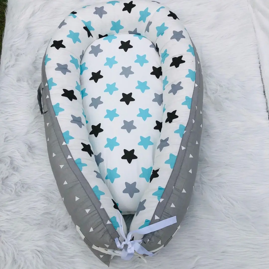 Nest Bed Organic Babynest Pink and Gray Co Sleep Nest Newborn Boy Crib Pod Newborn Baby Girl Bed Cocoon Snuggle Bed Baby  Lounge