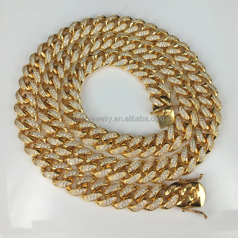 Hip hop bling bling Miami CZ cuban link necklace with big diamond