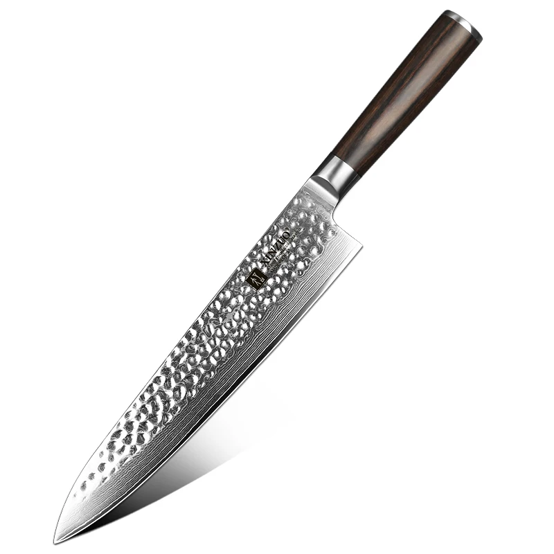Professional Japanese Damascus Stainless Steel Kitchen Chef Knife 9 Inch Carbon Steel Pakka Wood Handle