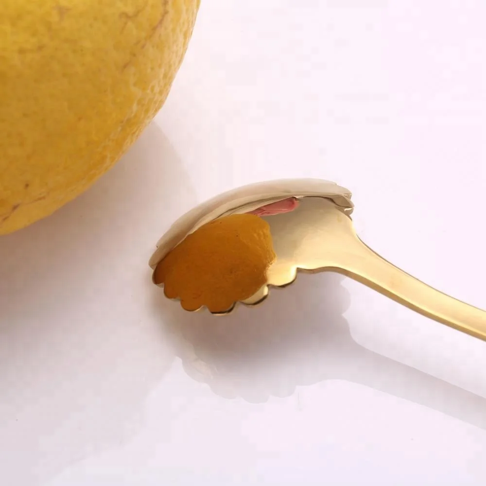 Long Handle Flowers Shaped Stirring Spoon Stainless Steel Gold Plated Coffee Spoon with Flower Shape