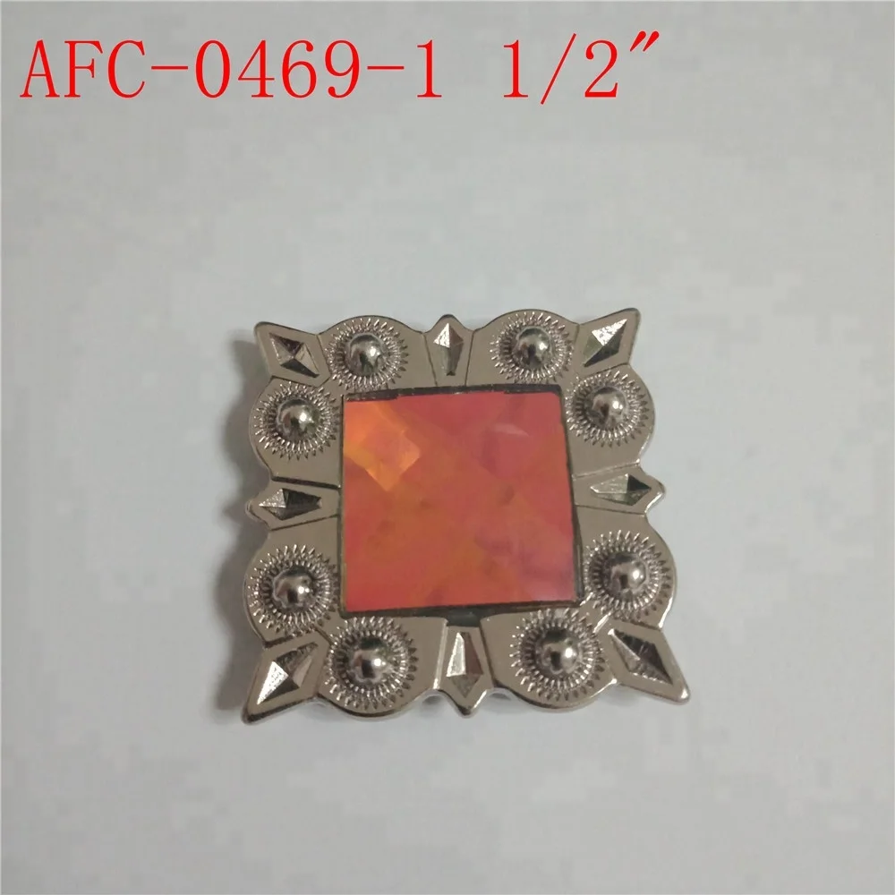 western square conchos screw back with crystal