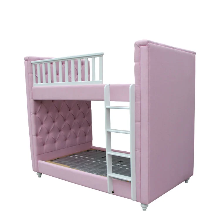 Фабричная прямая высококачественная мебель для спальни деревянная обивка тканевая стеганная детская двухъярусная кровать