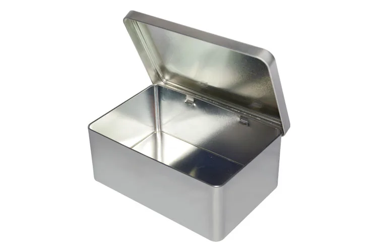 Stackable stainless steel tin plate butter cookie pack large metal can Wedding favor sealed rectangular silver cookie tin box