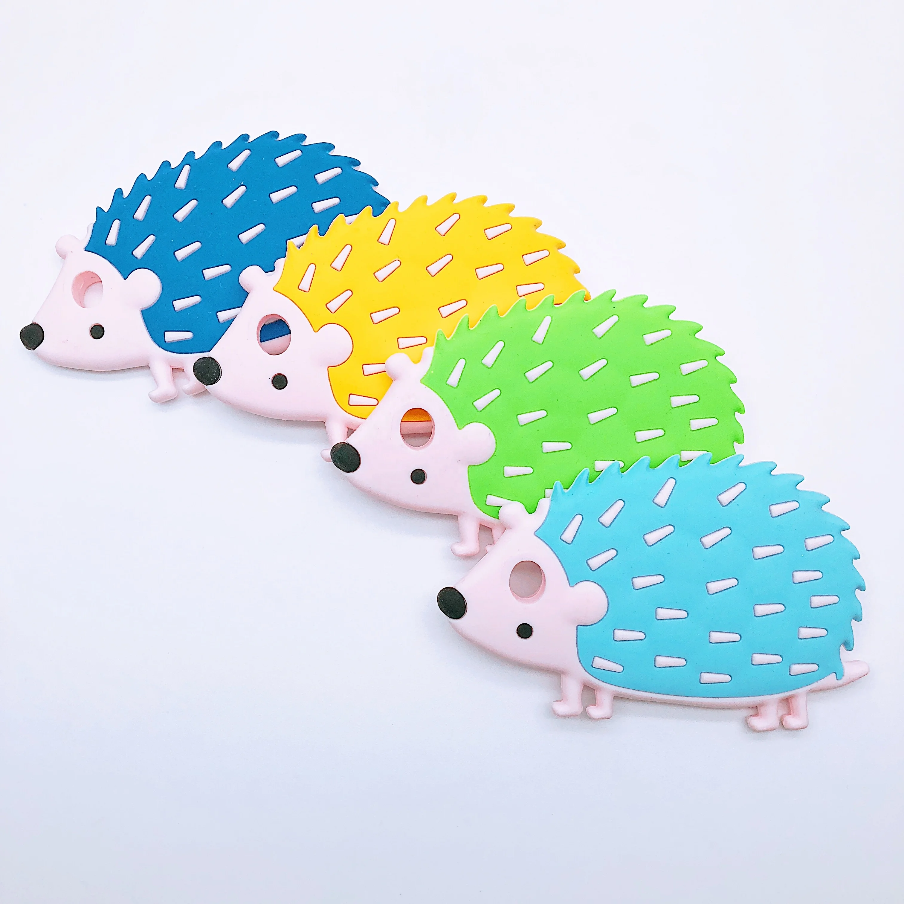 Original New Design Hedgehog Teether Soft Silicone Teething Baby Toy With Silicone Beads Pacifier Clip