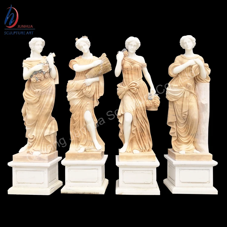 Custom Italian Colored Marble Statues Set 4 Season Sculptures