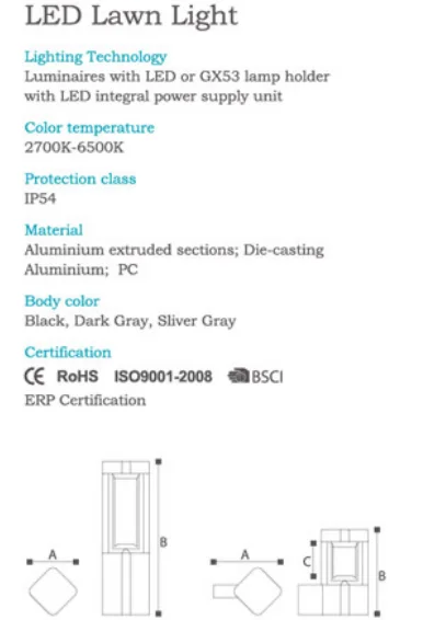 Высокое качество, 6 Вт, светодиодный садовый наружный светильник для газона/светодиодный столбик, светильник для газона IP 54