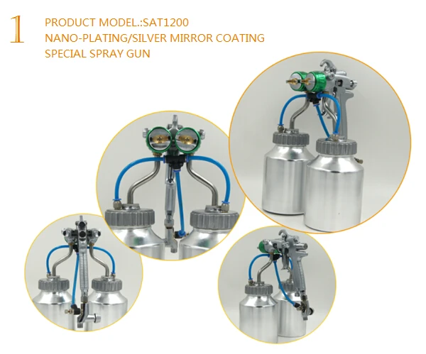 1200 Ningbo hot on sales nono 93V dual head chrome car spray arc spray gun chinese power tools air paint spray gun