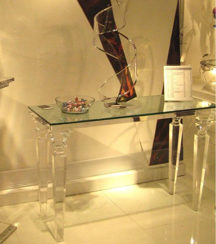 High Quality Modern Furniture Wall Side Tall Clear Acrylic Console Table For Living Room
