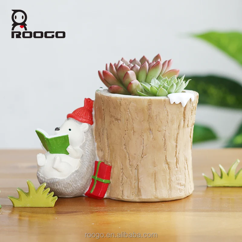 Рождественский подарок Roogo из смолы, цветочные горшки с ежиком