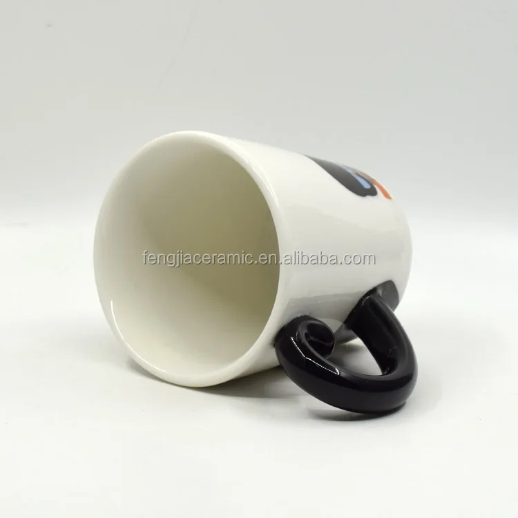 Custom printed cute black cat shape ceramic coffee mug