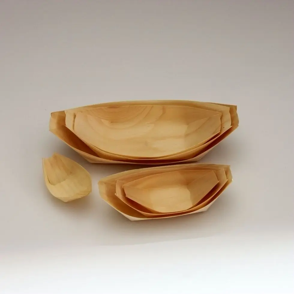 
Disposable premium wooden tableware Eco-Friendly pine wooden Sushi boats 