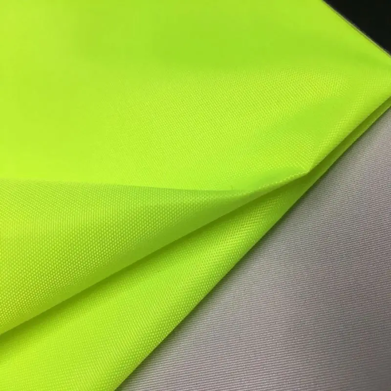 Neon green color glow in the dark 210t ripstop waterproof polyester taffeta upf 50  sun shade oxford fabric with pu coating