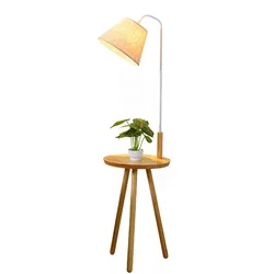 Wholesale  Fabric  Nordic Indoor  Wooden Floor  Standard Lamp  with desk