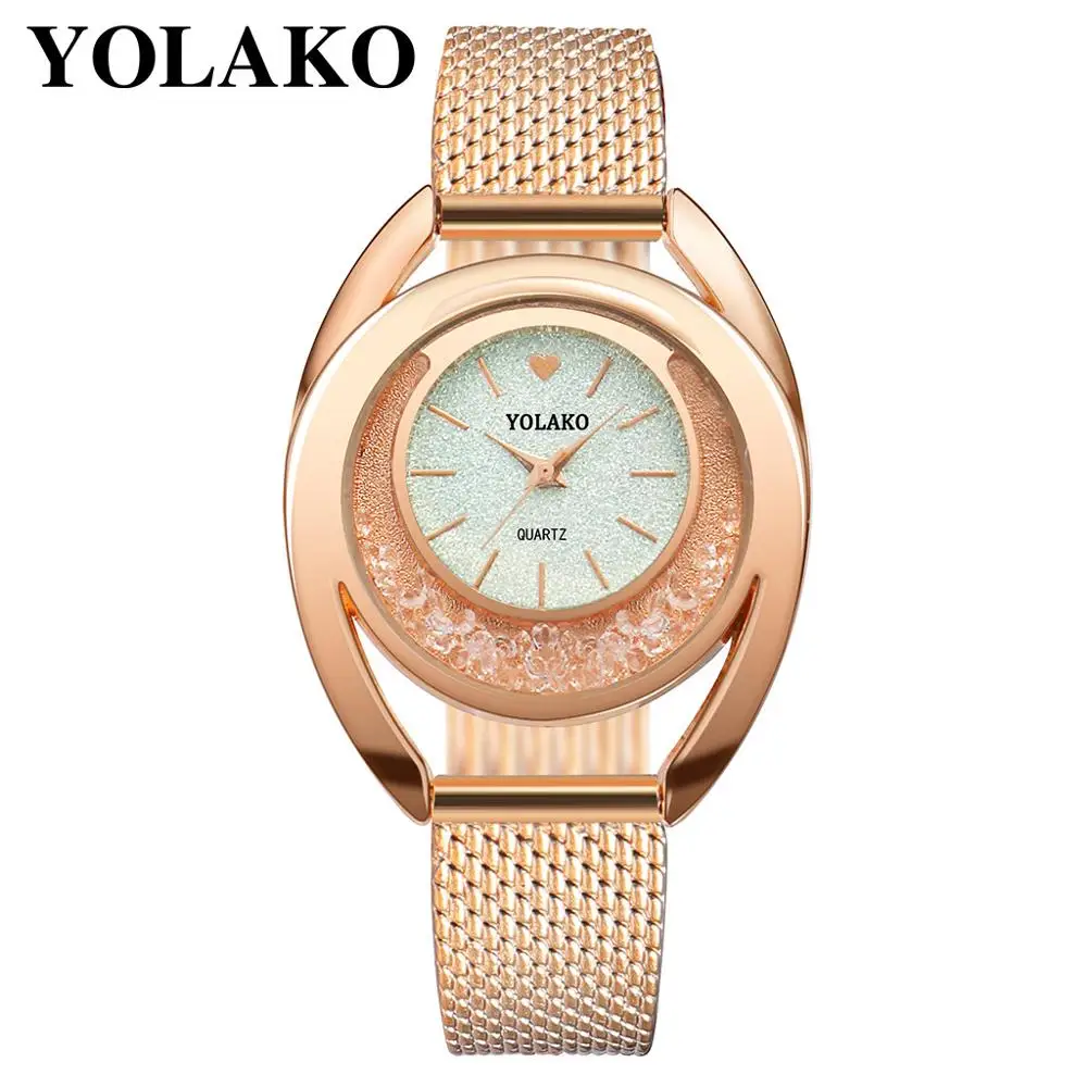 2019 New Trendy Ladies Mesh Leather Quartz Wrist rhinestone watch JSW-0948