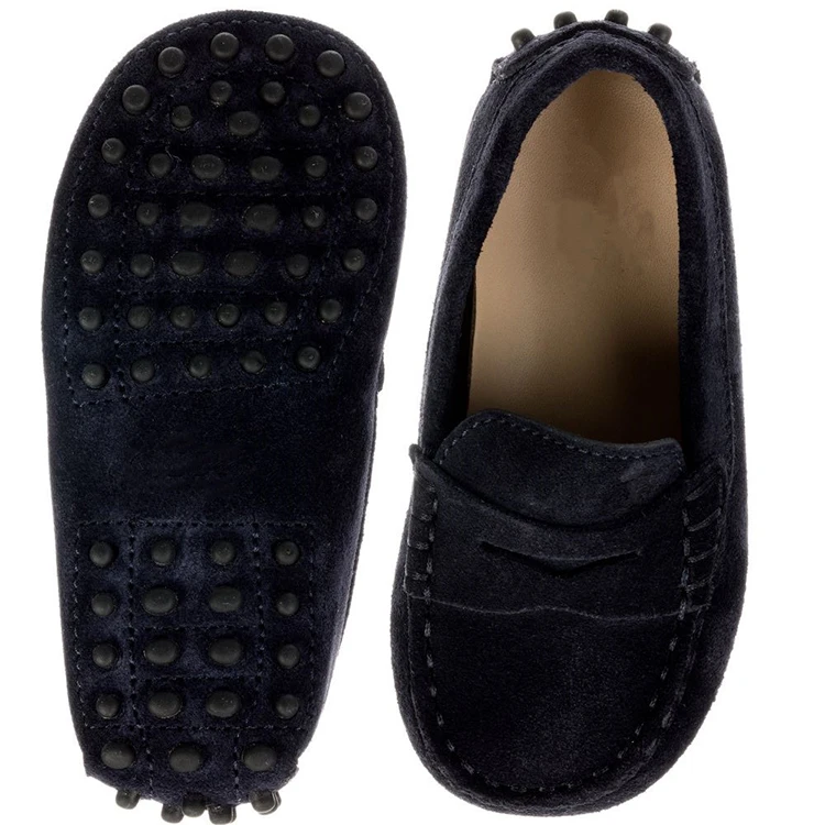 Black Soft Genuine Leather Suede First Walker Moccasins Infant Baby Boy Shoes
