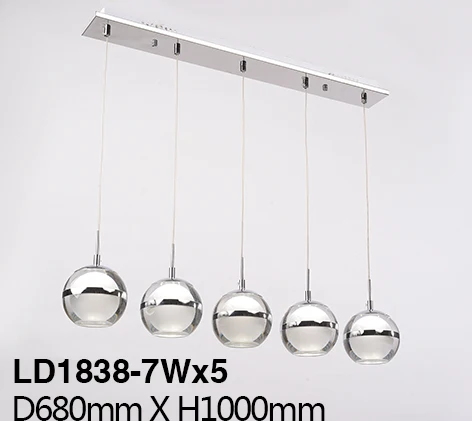 For USA 2018 Hot Product Glass Iron Acrylic 1 3 5 Heads Lighting Lamp Body Pendant Linear Light